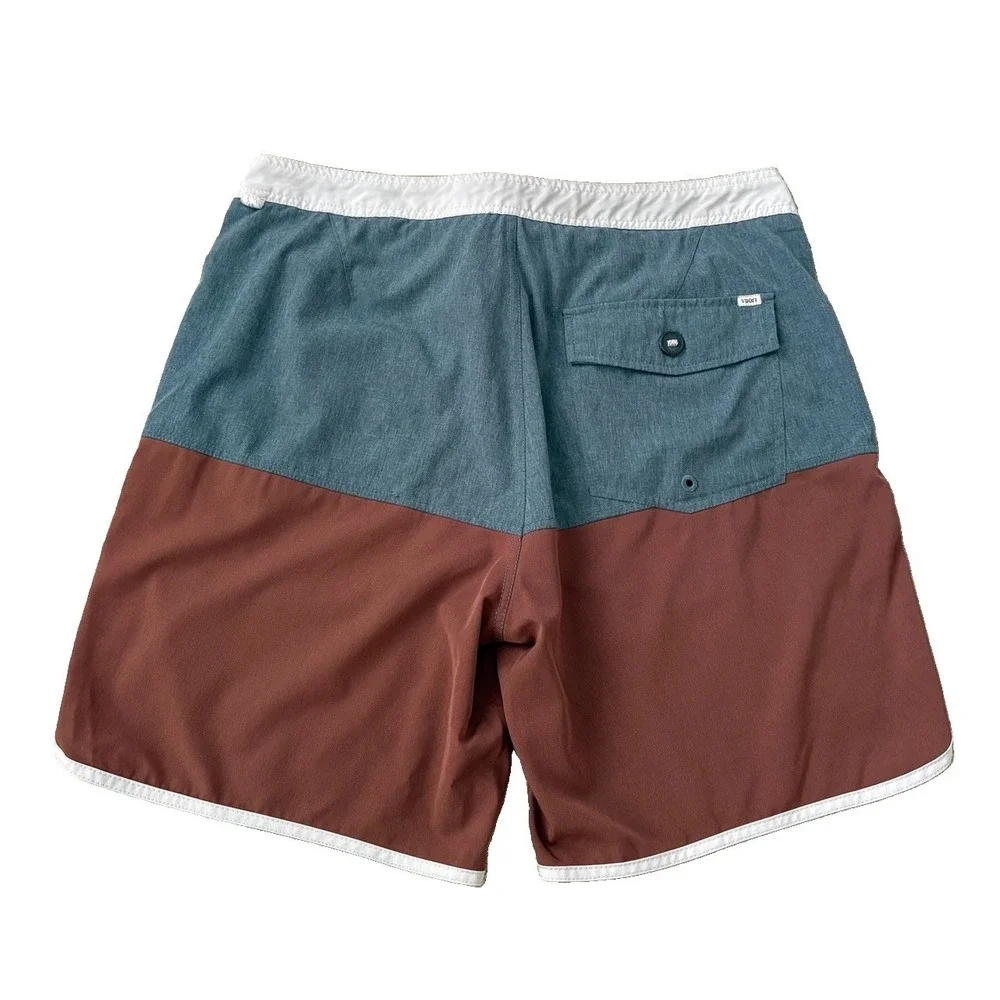 Vuori Cruise Boardshorts 32 Lake Hazelnut Linen Texture Block Blue Brown V314